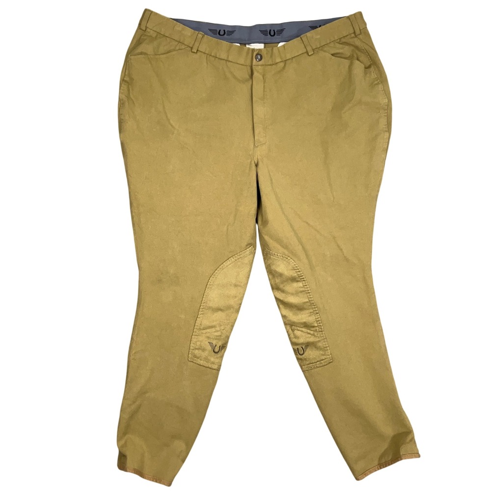 U Brand Breeches Mens 42 Tan Knee Patch Equestrian Riding Pants Patrol Jodpurs